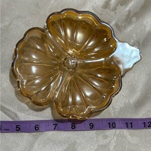 Vintage Marigold Carnival Glass Glass Flower Dish